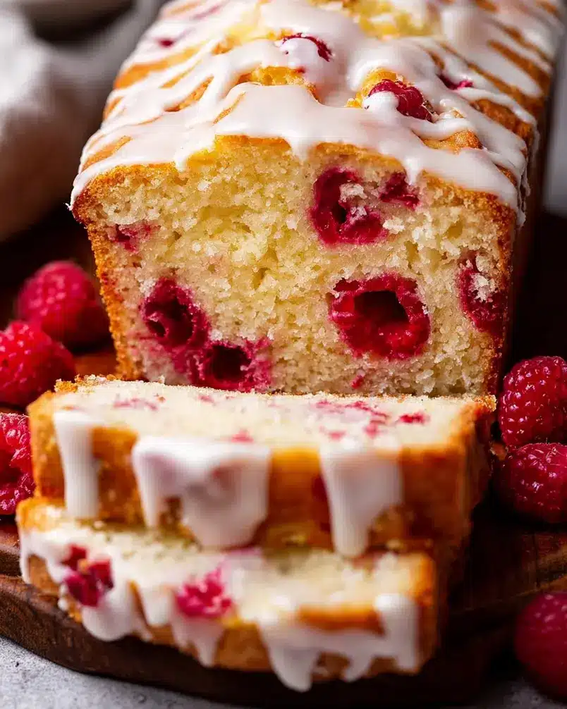Glazed White Chocolate Raspberry Loaf 2 A perfectly mixed batter with white chocolate chips and raspberries for Glazed White Chocolate Raspberry Loaf