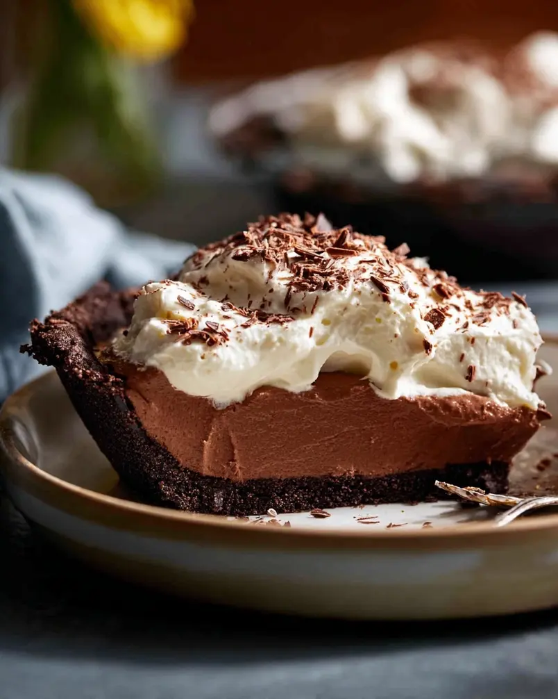 Chocolate Cream Pie 3 Whisking chocolate filling ingredients in a saucepan over medium heat