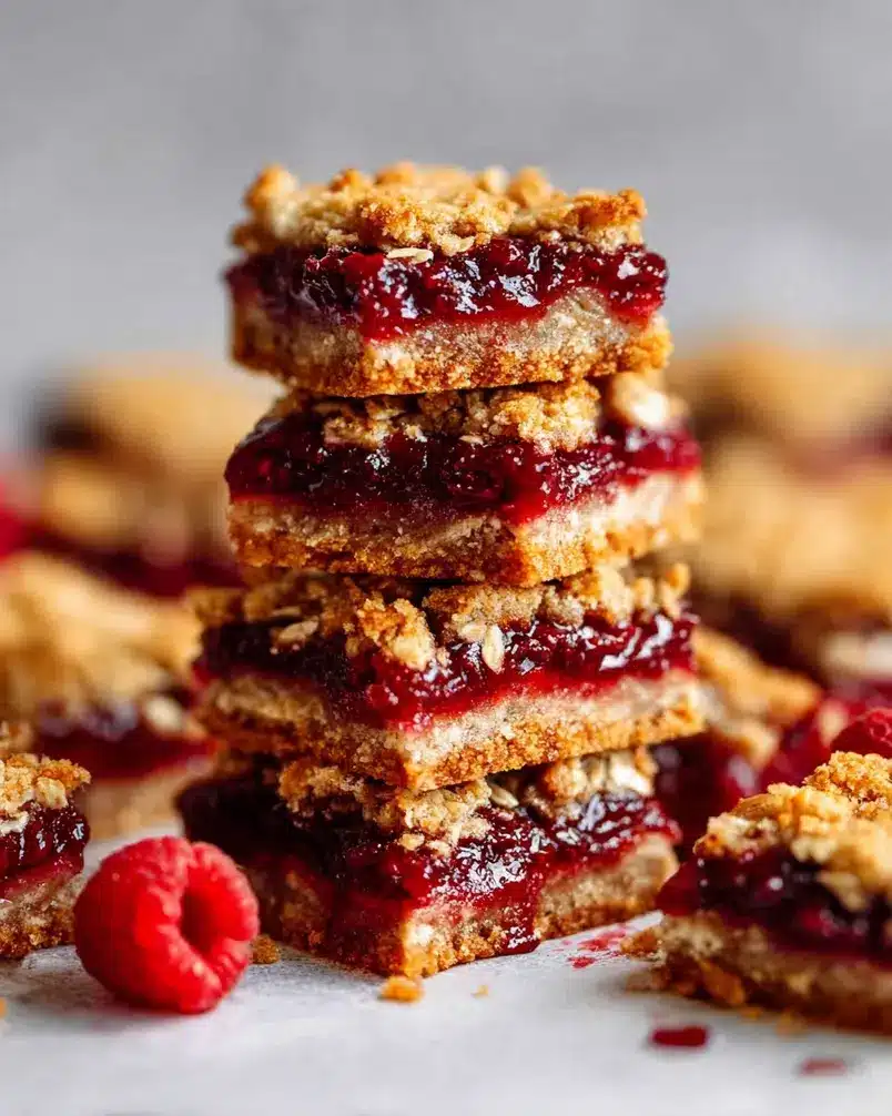 Raspberry Jam Oat Bars 3 The oat crumble mixture being spread evenly into a baking dish
