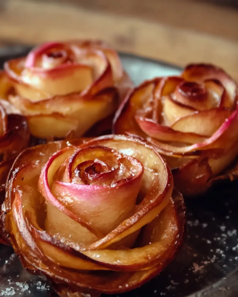 Baked Apple Roses 2 Ingredients for Baked Apple Roses being prepped including apples, puff pastry, and cinnamon.