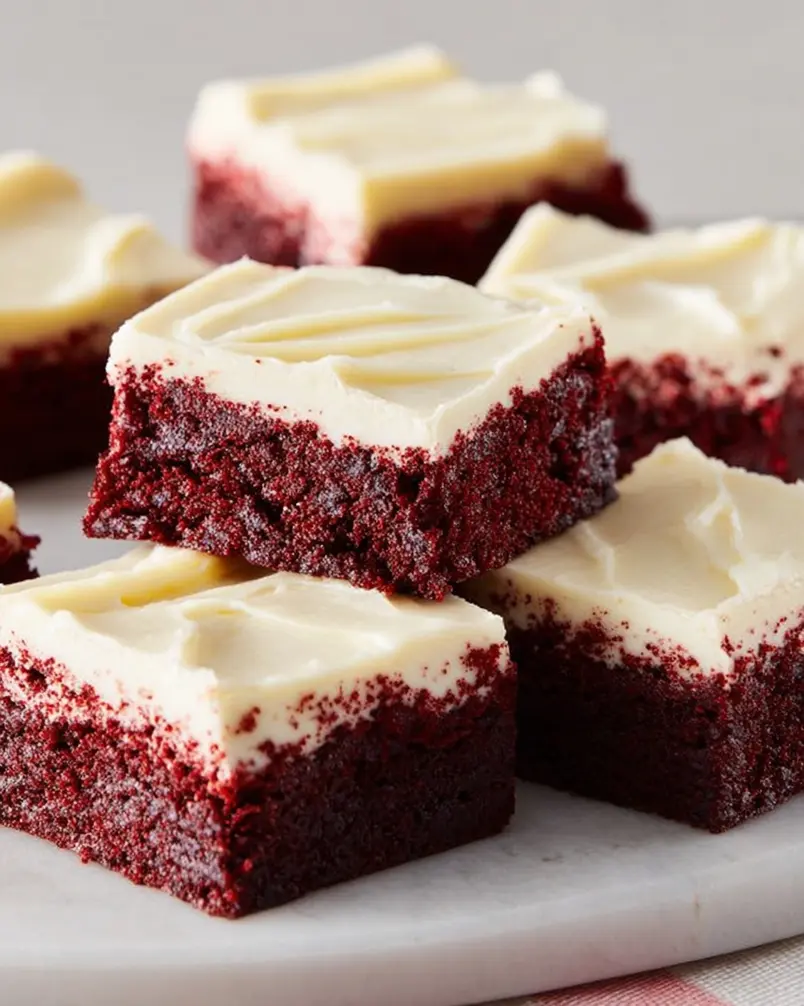Red Velvet Cookie Bars 3 Baking process of red velvet cookie bars in a baking pan, showing the vibrant red batter spread evenly.