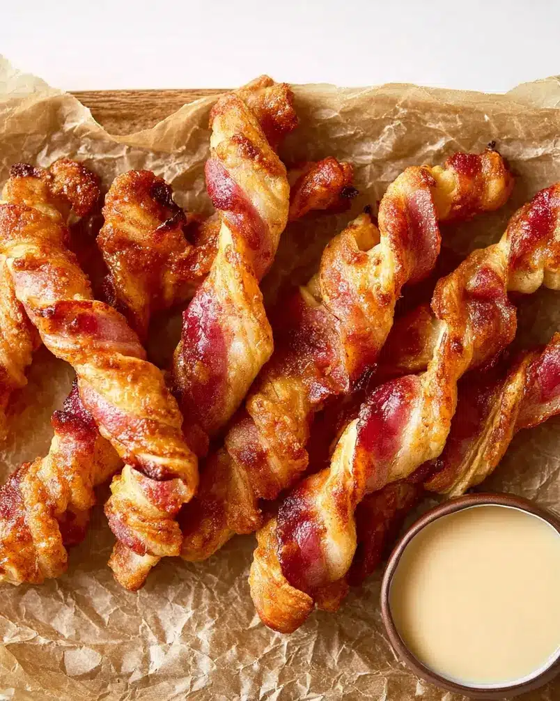 Cinnamon Roll Bacon Twists 2 Cinnamon Roll Bacon Twists dough being rolled with cinnamon sugar and bacon