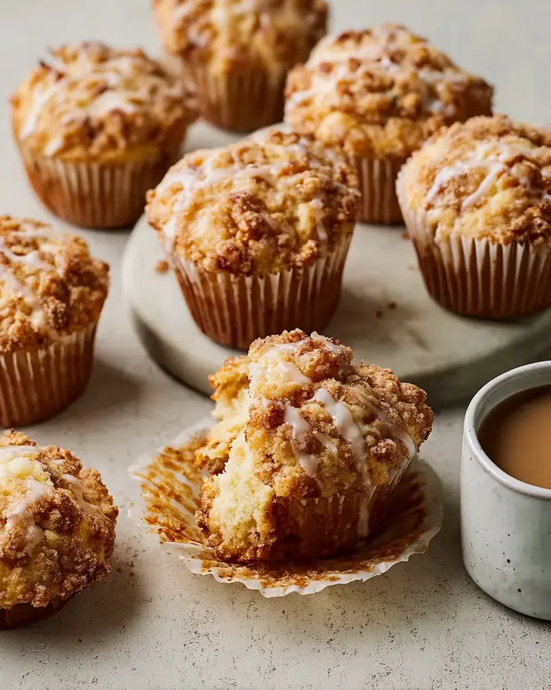 Apple Strudel Muffins 3 Basket of freshly baked apple strudel muffins with a dusting of powdered sugar