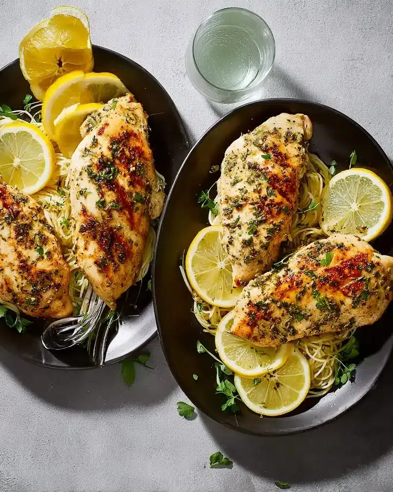 Simple Lemon Herb Chicken 2 Hands-on preparation of simple lemon herb chicken with fresh herbs and lemon slices