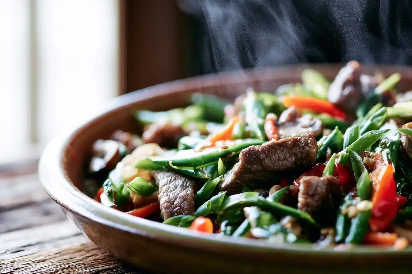 Deliciously Easy 30-Minute Beef Stir-Fry with Veggies 2 Deliciously Easy 30-Minute Beef Stir-Fry with Veggies plated with steamed rice