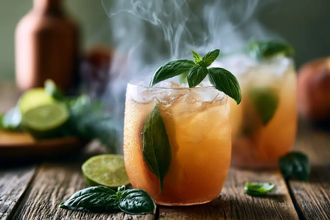 Peach Basil Sparkler 2 Peach Basil Sparkler