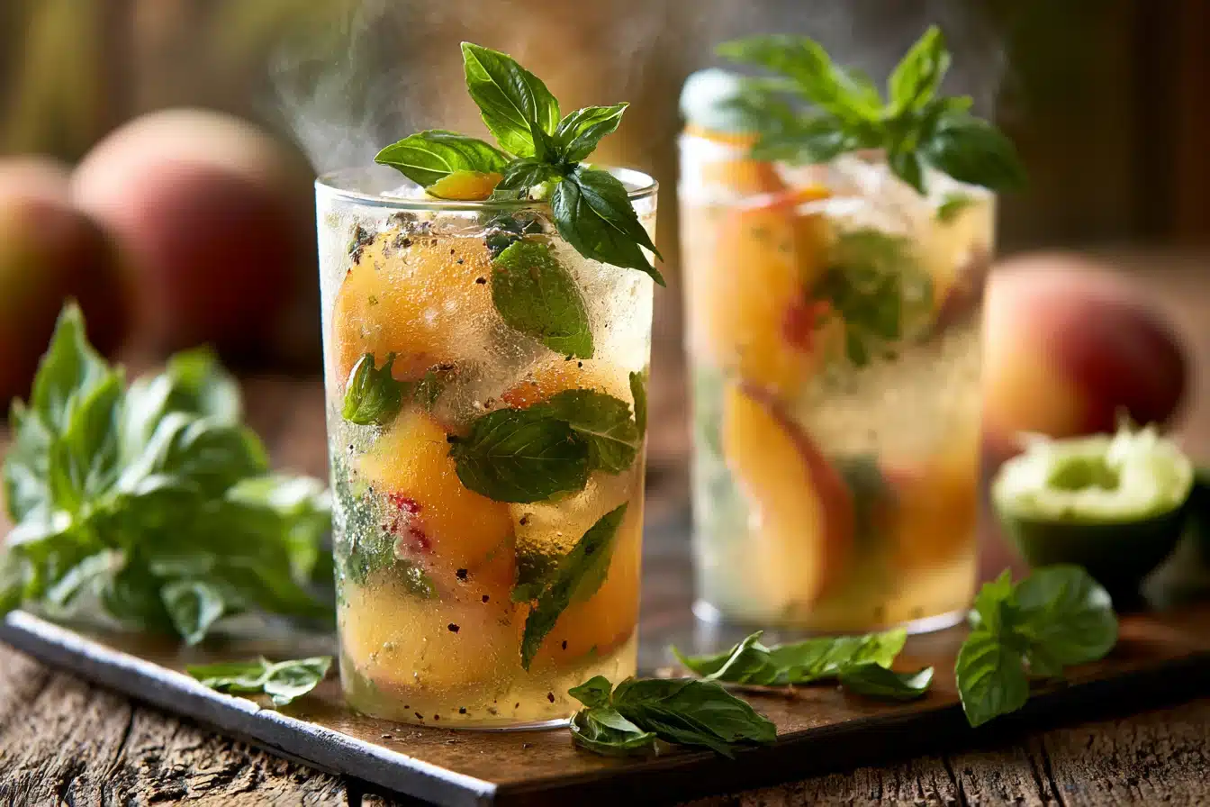 Peach Basil Sparkler 3 Peach Basil Sparkler
