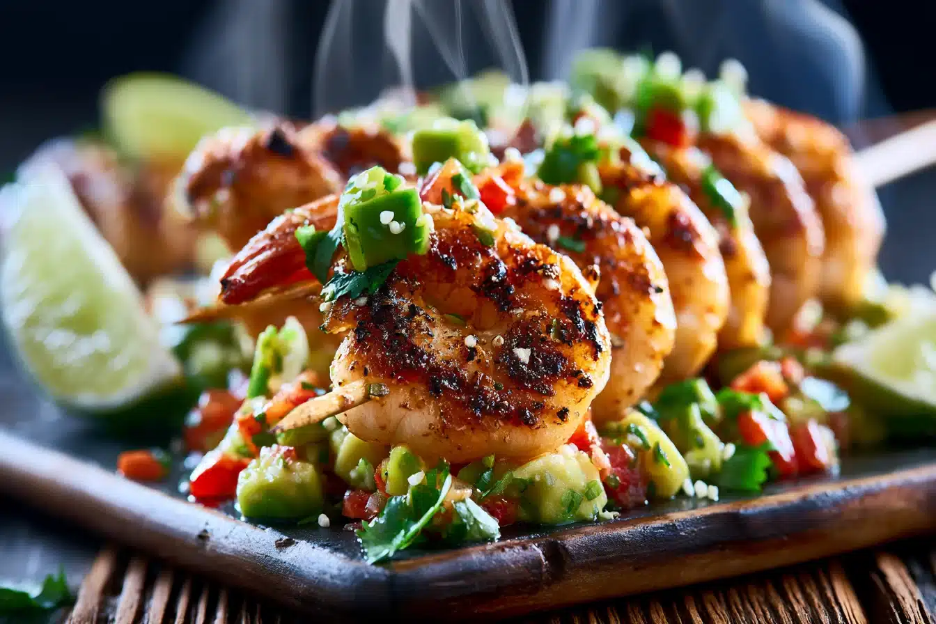 Coconut Lime Shrimp Skewers with Avocado Salsa 2 Coconut Lime Shrimp Skewers with Avocado Salsa