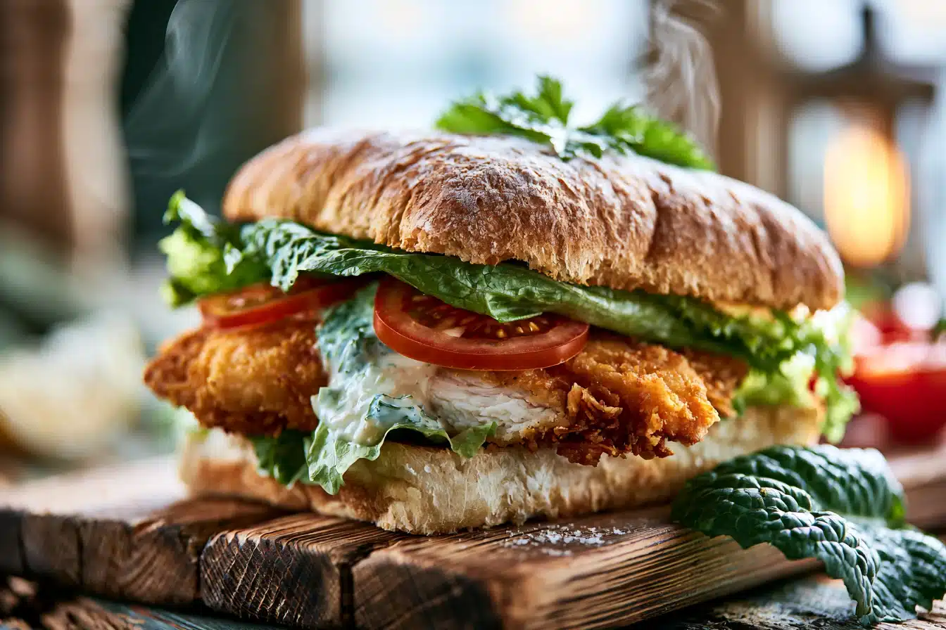 Crispy Chicken Caesar Sandwich 🥪 3 Crispy Chicken Caesar Sandwich 🥪