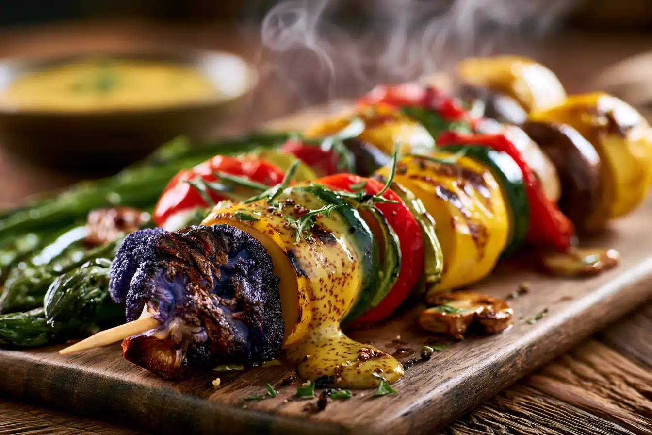 Honey Mustard Grilled Vegetable Skewers 2 Honey Mustard Grilled Vegetable Skewers