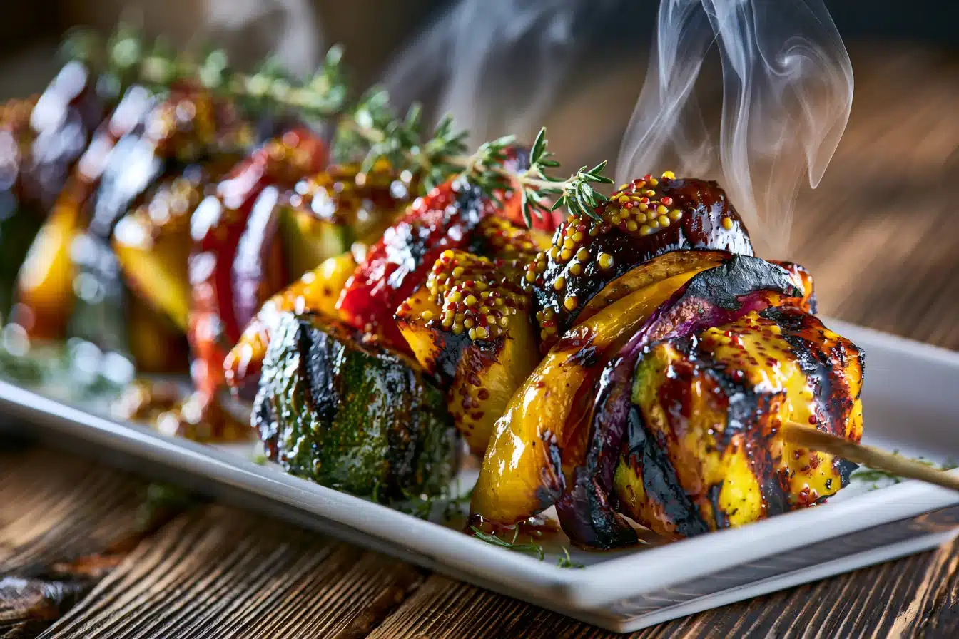Honey Mustard Grilled Vegetable Skewers 3 Honey Mustard Grilled Vegetable Skewers