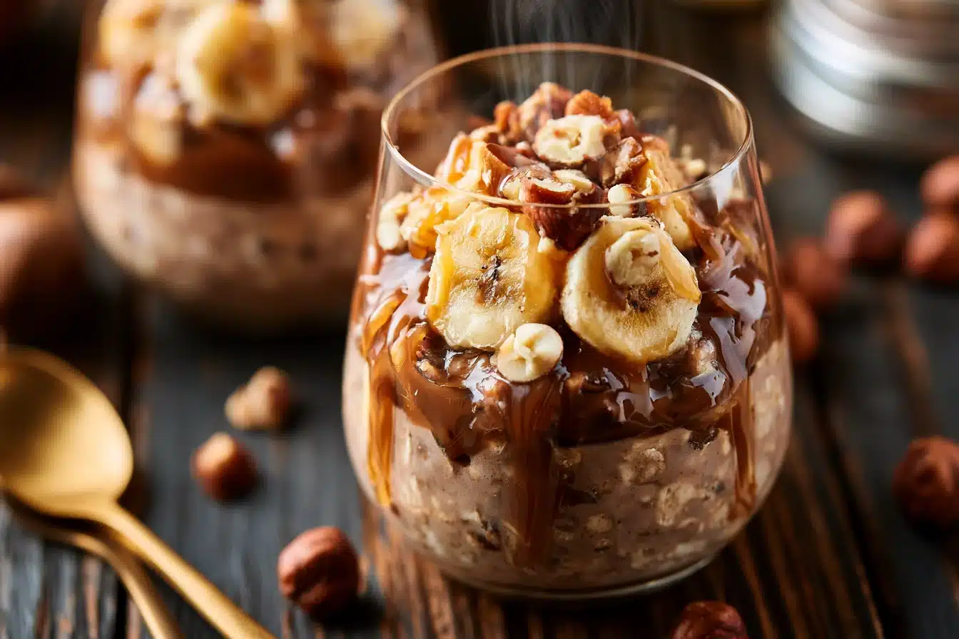 Chocolate Hazelnut Banana Overnight Oats 2 Chocolate Hazelnut Banana Overnight Oats