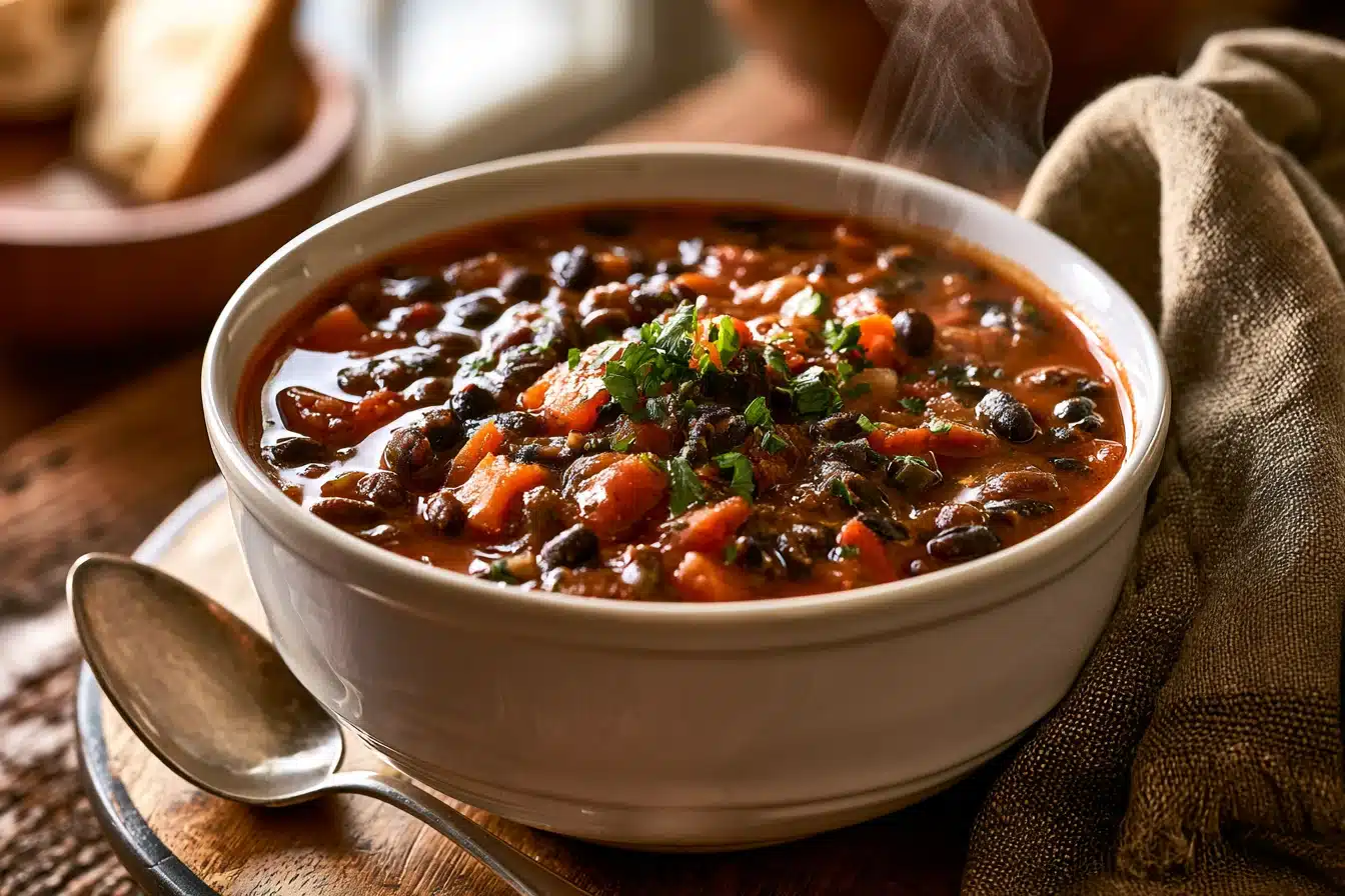 Spicy Chipotle Black Bean Chili 3 Spicy Chipotle Black Bean Chili with toppings